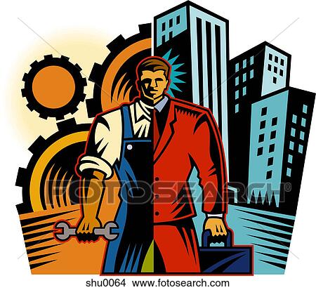 An illustration comparing blue collar vs. white collar View Large Illustration Stock Illustration - An illustration comparing blue collar vs. white collar. Fotosearch
