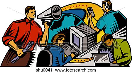 Clip Art - An illustration of communication in the workplace. Fotosearch