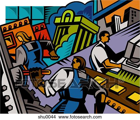 Stock Illustration - An illustration of various business operations. Fotosearch
