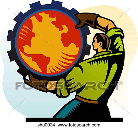 Drawing of a man turning the world around View Large Illustration Stock Illustration - Drawing of a man turning the world around. Fotosearch