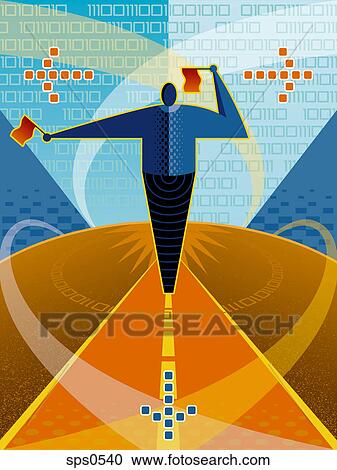 Clipart - A man directing traffic. Fotosearch