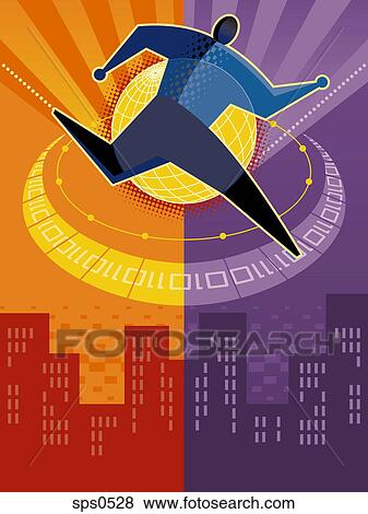 Stock Illustration - A man doing international business. Fotosearch