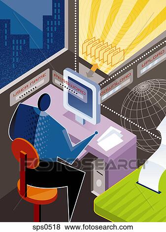 A man entering his username and password View Large Illustration Stock Illustration - A man entering his username and password. Fotosearch