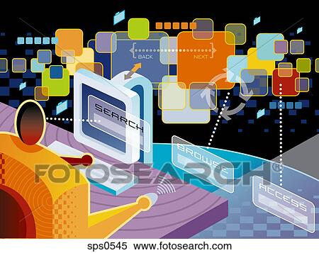 A man using a web browser View Large Illustration Stock Illustration - A man using a web browser. Fotosearch