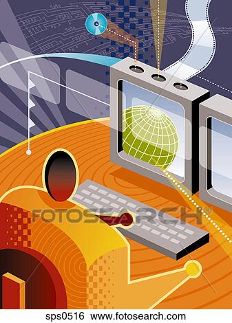 A man working with computers View Large Illustration Stock Illustration - A man working with computers. Fotosearch