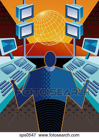 Stock Illustration - A webmaster at work. Fotosearch