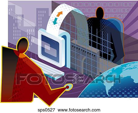 Stock Illustration - A drawing of a P2P network. Fotosearch