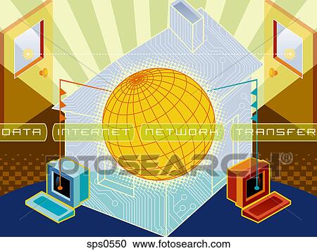 File sharing over the internet network View Large Illustration Clipart - File sharing over the internet network. Fotosearch