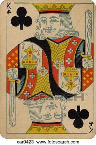 King of Clubs vintage playing card Drawing | car0423 | Fotosearch