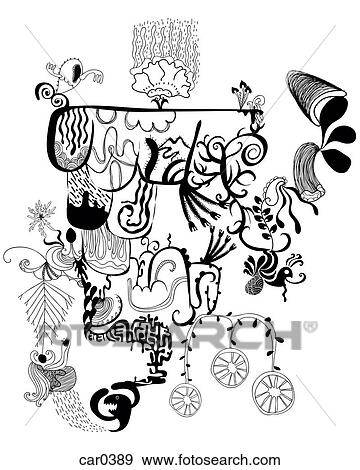 Stock Illustration - Black and white abstract and floral shapes. Fotosearch