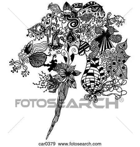 Black and white bouquet of abstract floral patterns View Large Illustration Stock Illustration - Black and white bouquet of abstract floral patterns. Fotosearch