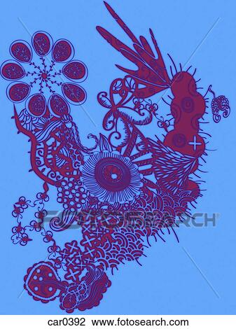 Blue abstract floral pattern View Large Illustration Drawing - Blue abstract floral pattern. Fotosearch