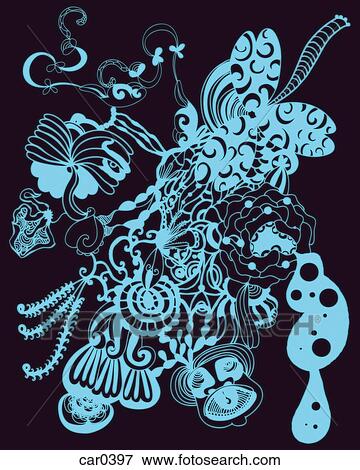 Light blue abstract floral shapes and patterns View Large Illustration Stock Illustration - Light blue abstract floral shapes and patterns. Fotosearch