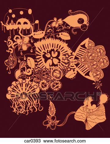 Orange abstract organic shapes and patterns View Large Illustration Drawing - Orange abstract organic shapes and patterns. Fotosearch