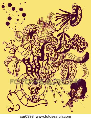 Stock Illustration - Yellow abstract organic shapes and patterns. Fotosearch