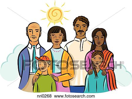 Stock Illustration - Portrait of a family of three generations. Fotosearch