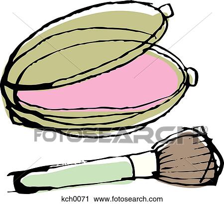 Blush compact and a brush View Large Illustration Clip Art - Blush compact and a brush. Fotosearch