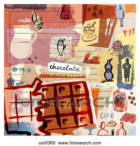 Stock Illustration - Collage of chocolate, milk, and desserts. Fotosearch