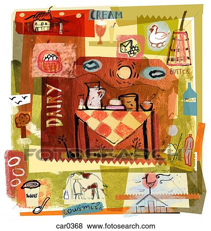 Stock Illustration - Collage of dairy products. Fotosearch
