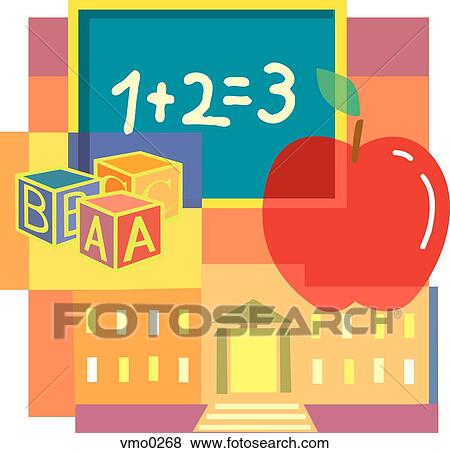 Primary school, montage View Large Illustration Stock Illustration - Primary school, montage. Fotosearch