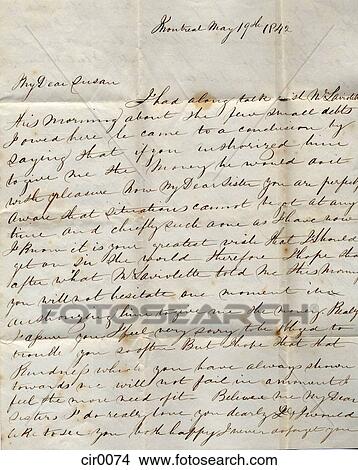 古い 手書きの手紙 から モントリオール 中に 1842 イラスト Cir0074 Fotosearch
