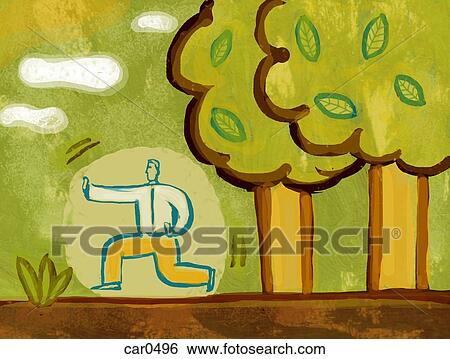 Illustration of a man practicing Tai Chi next to trees View Large Illustration Stock Illustration - Illustration of a man practicing Tai Chi next to trees. Fotosearch