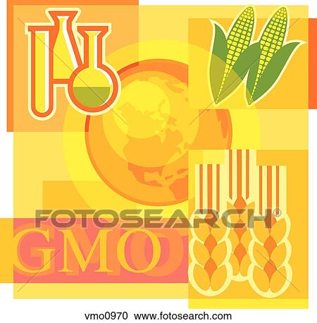 Montage illustration about genetically modified organisms containing corn, beakers, wheat and the world View Large Illustration Clipart - Montage illustration about genetically modified organisms containing corn, beakers, wheat and the world. Fotosearch