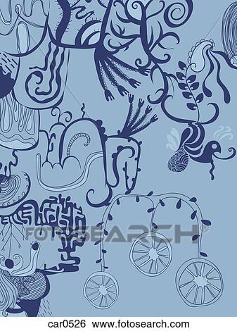 A blue decorative floral illustration background View Large Illustration Stock Illustration - A blue decorative floral illustration background. Fotosearch