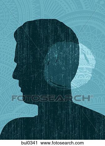 Profile of a man with a spotlight on his ear View Large Illustration Clip Art - Profile of a man with a spotlight on his ear. Fotosearch