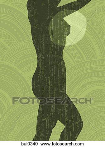 Clipart - Profile of a woman with a spotlight on her breast. Fotosearch