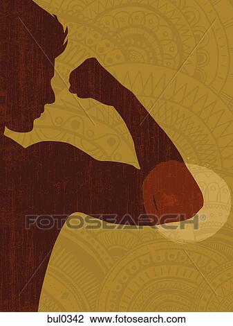 Drawing - Silhouette of a man with a spotlight on his elbow. Fotosearch