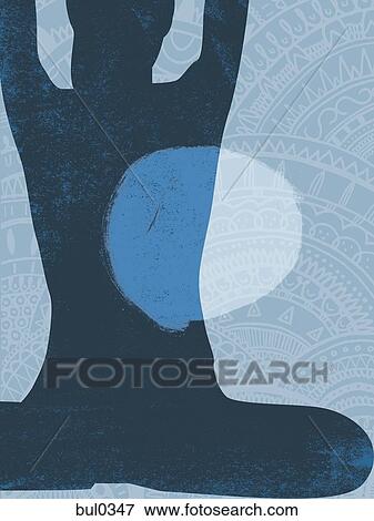 Stock Illustration - Silhouette of a woman with a spotlight on her torso. Fotosearch