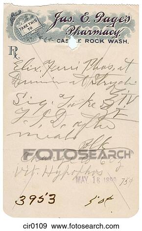 Stock Illustration - A vintage medical prescription. Fotosearch