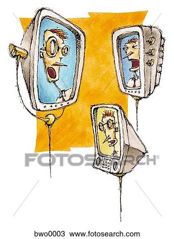 A video conference View Large Illustration Drawing - A video conference. Fotosearch