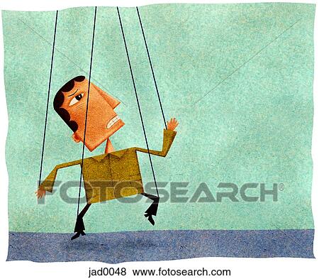 A panicked man with puppet strings attached to his hands and feet View Large Illustration Stock Illustration - A panicked man with puppet strings attached to his hands and feet. Fotosearch