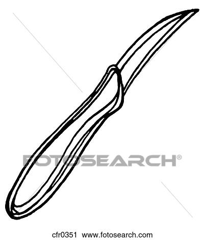 A black and white illustration of a paring knife View Large Illustration Clip Art - A black and white illustration of a paring knife. Fotosearch