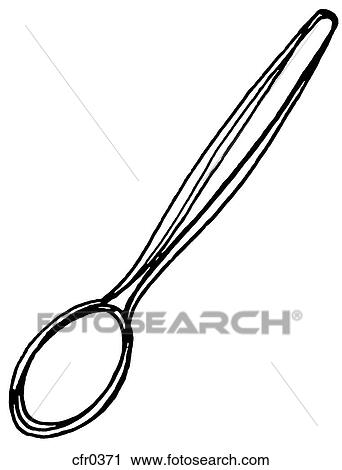 Clip Art - A black and white illustration of a spoon. Fotosearch