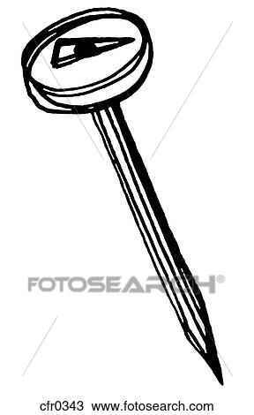 A black and white illustration of a meat thermometer View Large Illustration Drawing - A black and white illustration of a meat thermometer. Fotosearch