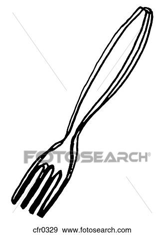 A black and white illustration of a fork View Large Illustration Stock Illustration - A black and white illustration of a fork. Fotosearch