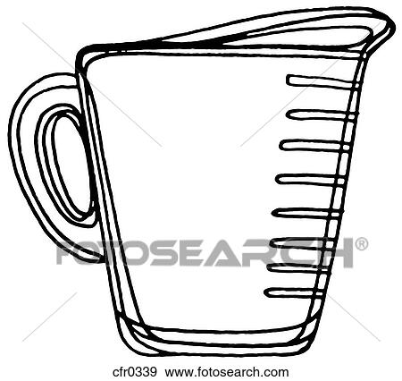 A black and white illustration of a measuring cup View Large Illustration Stock Illustration - A black and white illustration of a measuring cup. Fotosearch