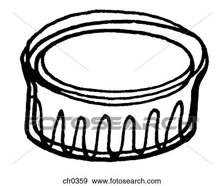 Stock Illustration - A black and white illustration of a ramekin. Fotosearch