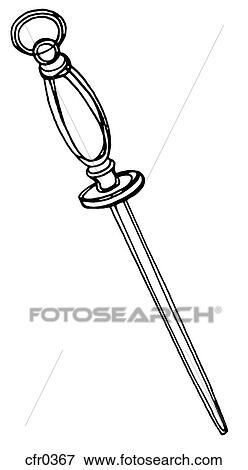 A black and white illustration of a sharpening steel View Large Illustration Stock Illustration - A black and white illustration of a sharpening steel. Fotosearch