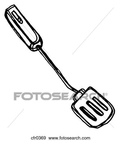 Stock Illustration - A black and white illustration of a spatula. Fotosearch