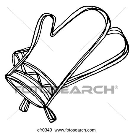 A black and white illustration of oven mitts View Large Illustration Stock Illustration - A black and white illustration of oven mitts. Fotosearch
