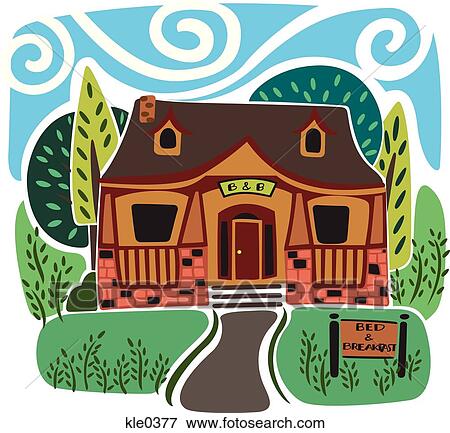 Stock Illustration - A bed and breakfast. Fotosearch