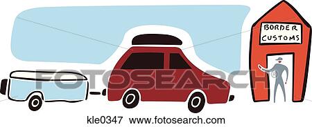 A car pulling up at border customs View Large Illustration Stock Illustration - A car pulling up at border customs. Fotosearch