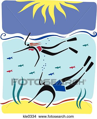 A couple snorkeling with fish in the ocean View Large Illustration Stock Illustration - A couple snorkeling with fish in the ocean. Fotosearch