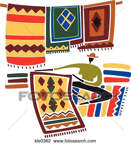 A woman selling rugs in a bazaar View Large Illustration Drawing - A woman selling rugs in a bazaar. Fotosearch