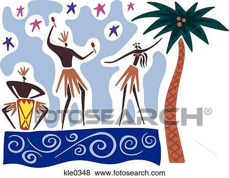 Hawaiian dancers and musicians performing View Large Illustration Stock Illustration - Hawaiian dancers and musicians performing. Fotosearch