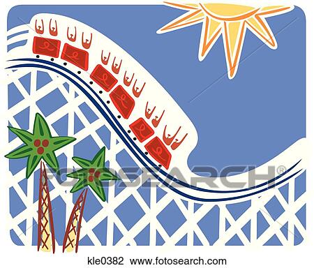 People on a roller coaster ride View Large Illustration Drawing - People on a roller coaster ride. Fotosearch
